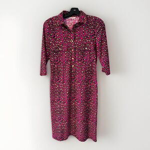 JUDE CONNALLY Sloane Jude Cloth Shirt Dress Size S Point Collar 3/4 Sleeve, Pink